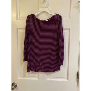 Vineyard Vines Simple Tee Shirt Womens Blue Red Striped Boatneck 3/4 Sleeve Sz S